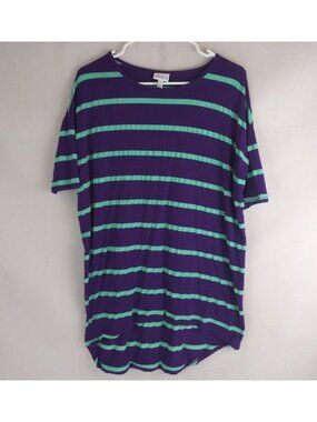 LuLaRoe Irma Tunic Purple With Mint Green Stripes Size XS